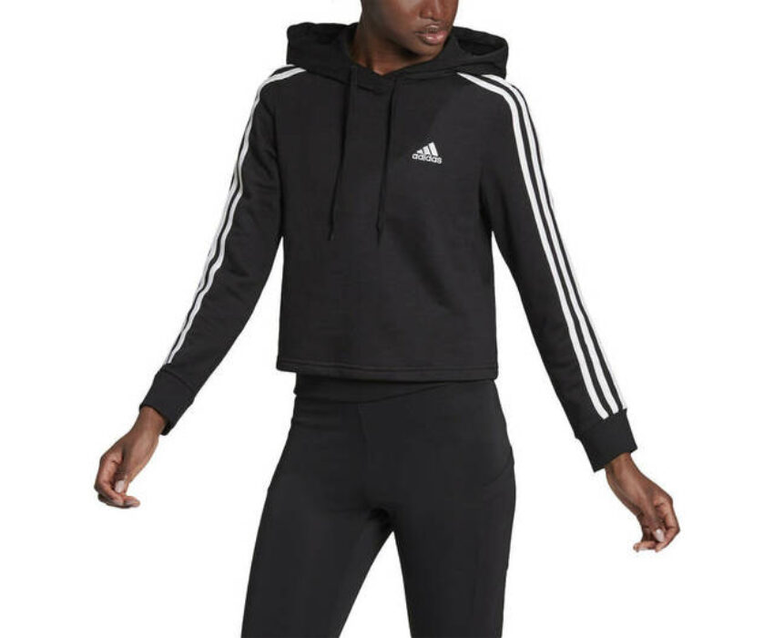 Adidas Essentials 3-Stripes Cropped Hoodie GM5582 Μαύρο