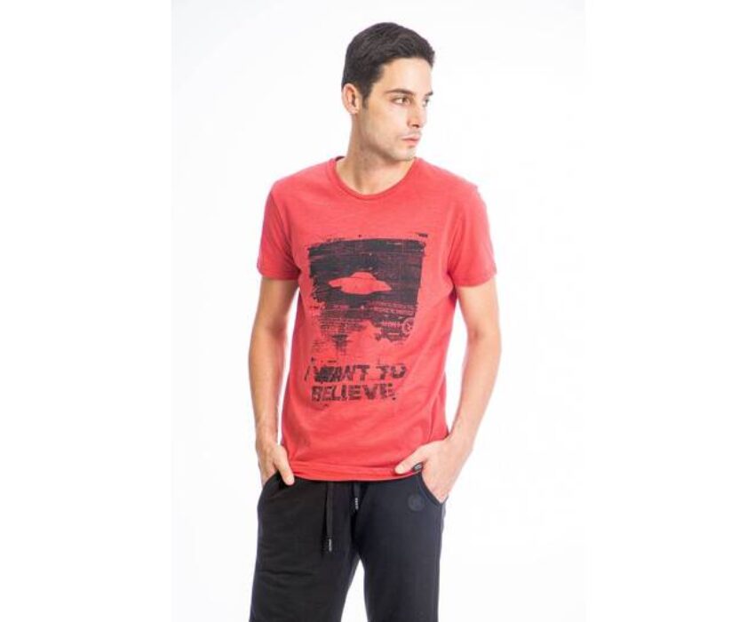 Paco & Co Ανδρικό T-shirt Believe 13567 Κόκκινο