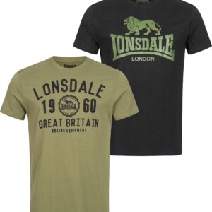 Lonsdale Bangor 2τεμ. Ανδρικό T-shirt 114064-8364 Μαύρο/Χακί