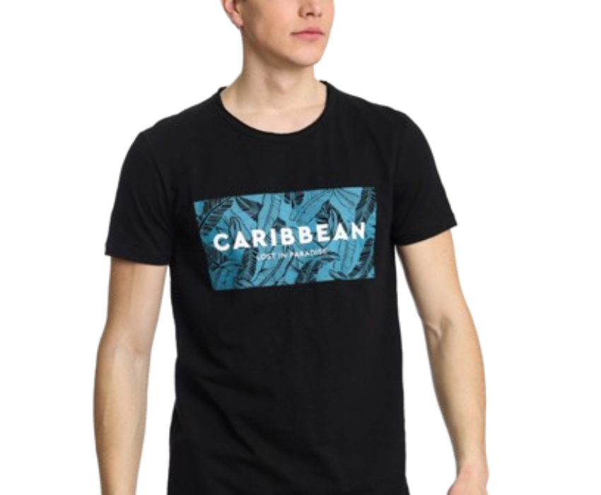 Paco & Co Ανδρικό T-shirt  Carribean 2431023-06 Μαύρο