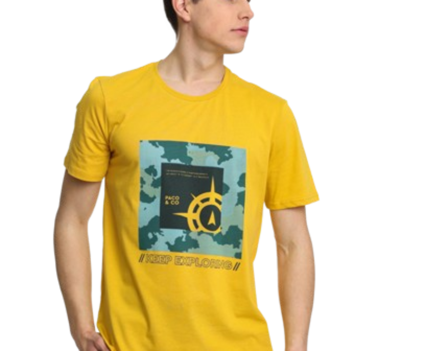 Paco & Co Ανδρικό T-shirt Compass 2431046-04 Κίτρινο