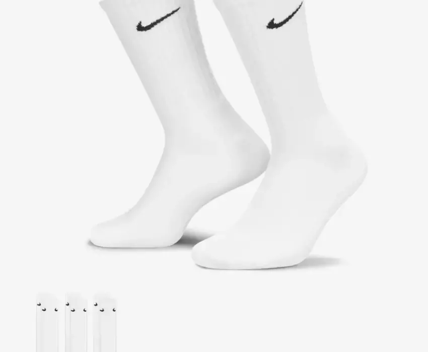 Nike Κάλτσες Cushioned 3 pairs SX4508-101 Λευκές
