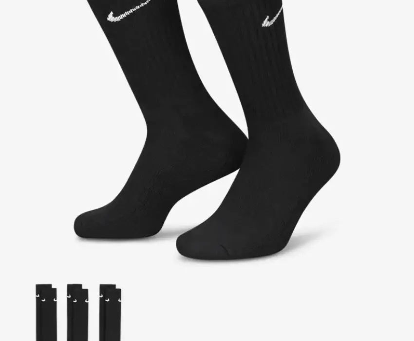 Nike Κάλτσες Cushioned 3 pairs SX4508-001 Μαύρες