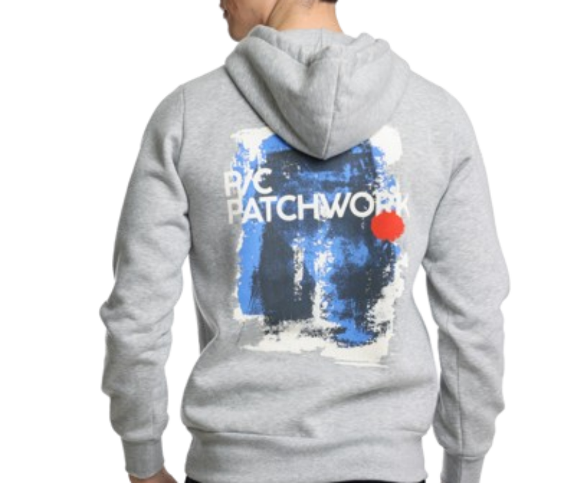 Paco & Co Ανδρικό Φούτερ Patchwork Κουκούλα 2481078-03 Γκρι