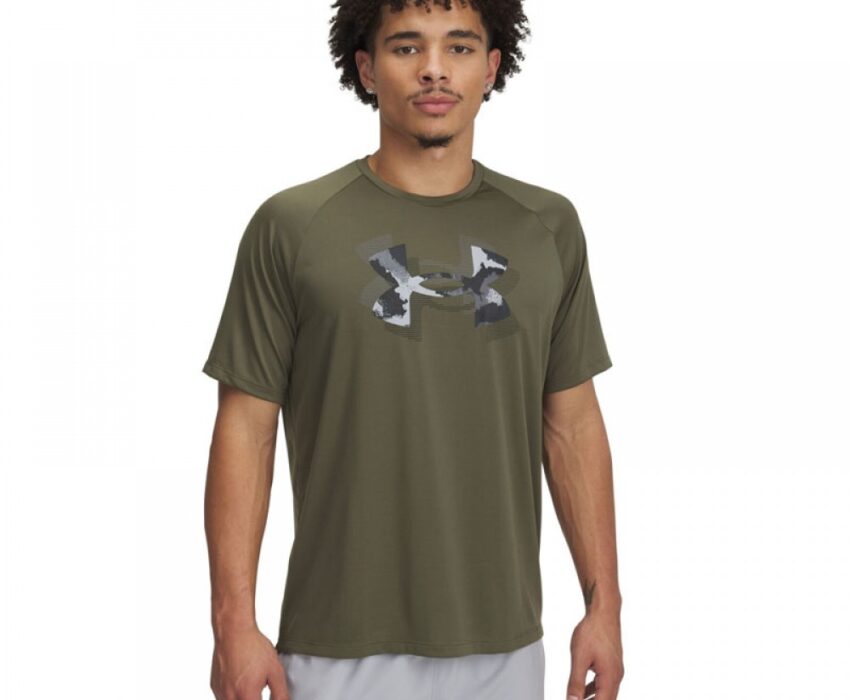 Under Armour Ανδρικό Tech Τεχνικό T-Shirt με Τύπωμα 1390208-390 Χακί