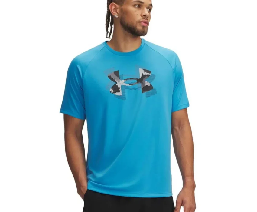 Under Armour Ανδρικό Tech Τεχνικό T-Shirt με Τύπωμα 1390208-452 Γαλάζιο