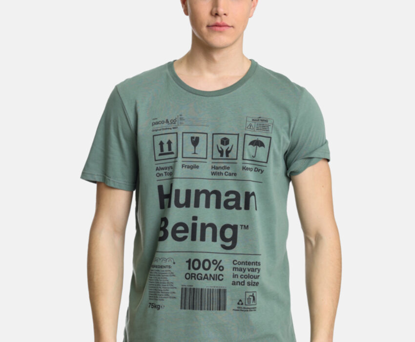 Paco & Co Ανδρικό T-shirt Human Being 2431043-05 Πράσινο