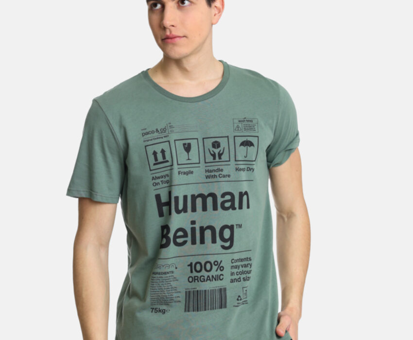Paco & Co Ανδρικό T-shirt Human Being 2431043-05 Πράσινο