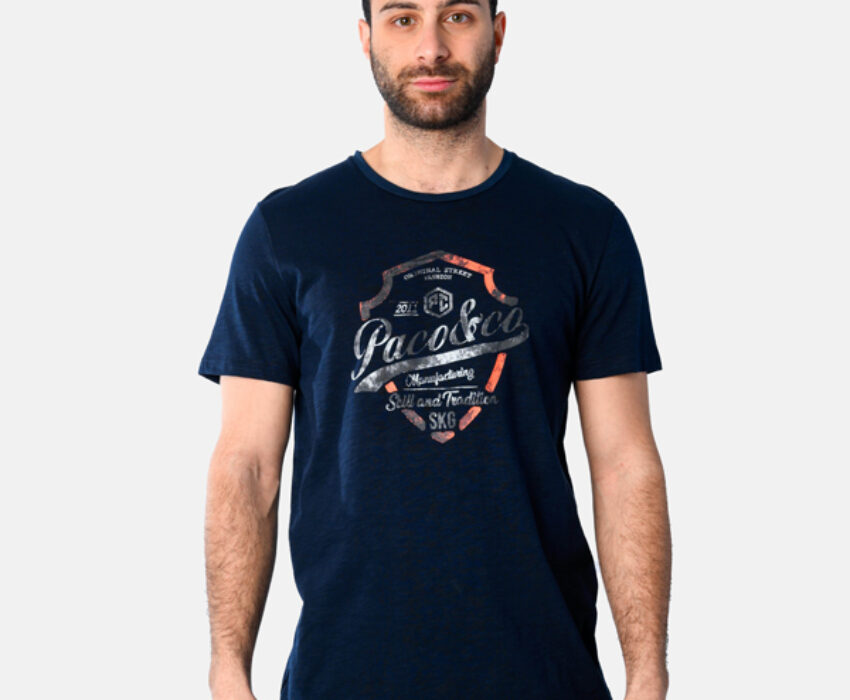 Paco & Co Ανδρικό T-shirt Shield 2531019-01 Μπλε