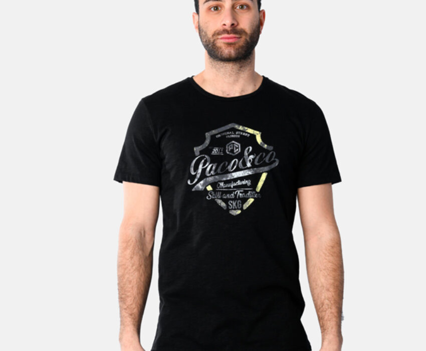 Paco & Co Ανδρικό T-shirt Shield 2531019-04 Μαύρο