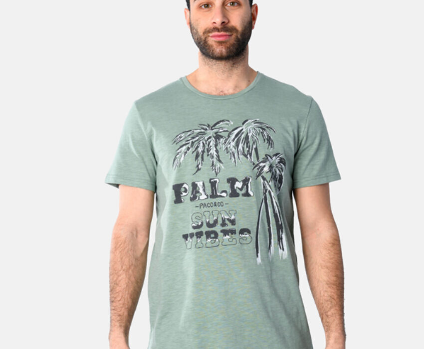 Paco & Co Ανδρικό T-shirt Palms 2531021-06 Πράσινο