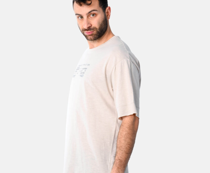Paco & Co Ανδρικό Oversized με τύπωμα πλάτη T-shirt 2531025-01 Μπεζ