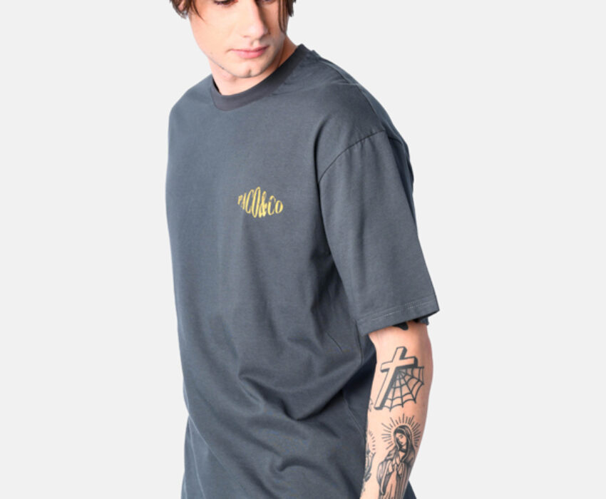Paco & Co Ανδρικό Oversized με τύπωμα πλάτη T-shirt 2531074-02 Ανθρακί