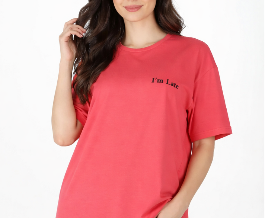 Paco & Co Γυναικείο Oversized T-shirt 2632012-05 Κοραλλί